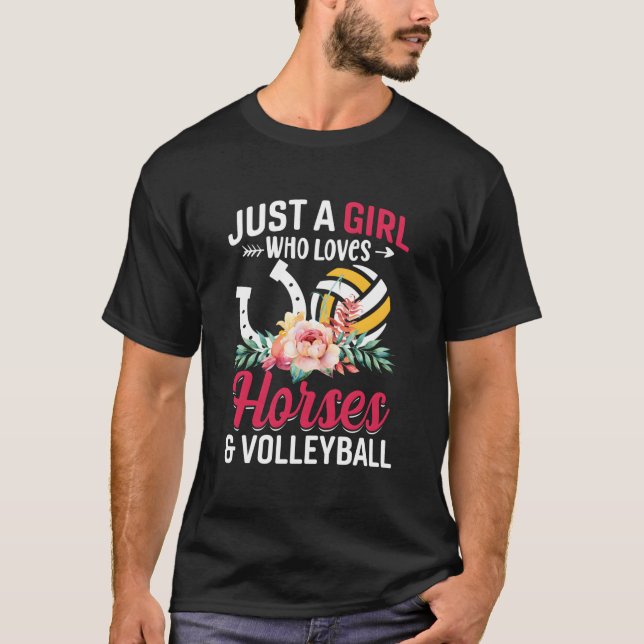 Camiseta Horses Volleyball Just A Who Loves (Frente)