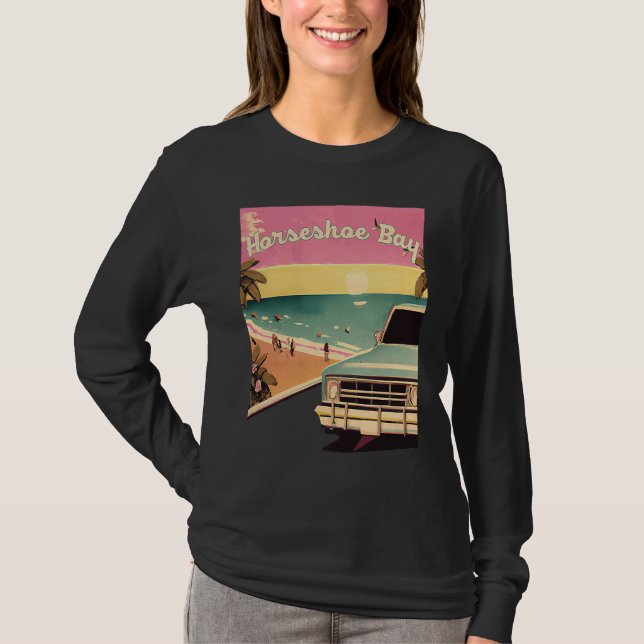 Camiseta Horseshoe Bay Retro Beach Vacation Souvenir Surf (Frente)