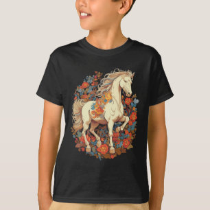 Camiseta Horso Floral Equestre Equestre de Corrida Equestre