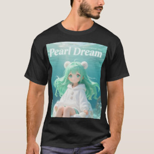Camiseta Hortelã Aquático: Garota Kawaii Subaquática com Ca