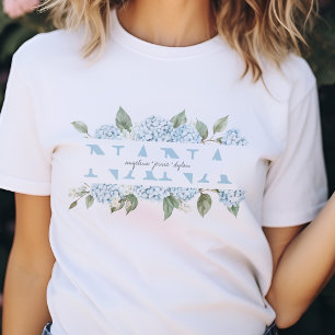 Camiseta Hortênsias Azuis Presente para a Vovó com Nomes do
