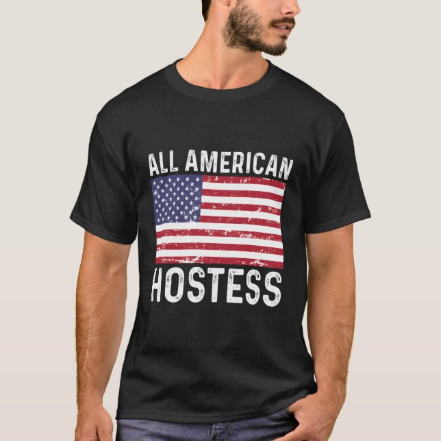 Camiseta Hospedista Afetou 4 De Julho De Todos Os Americano (Frente)