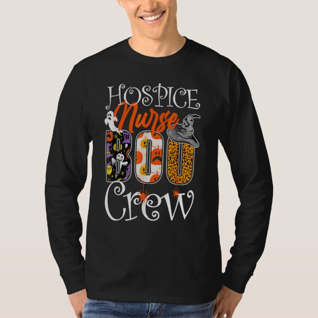 Camiseta Hospice Nurse Boo Crew Halloween Hospice Nurse Par (Frente)