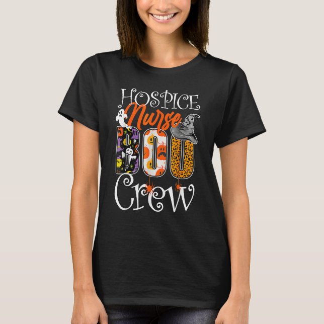 Camiseta Hospice Nurse Boo Crew Halloween Hospice Nurse Par (Frente)
