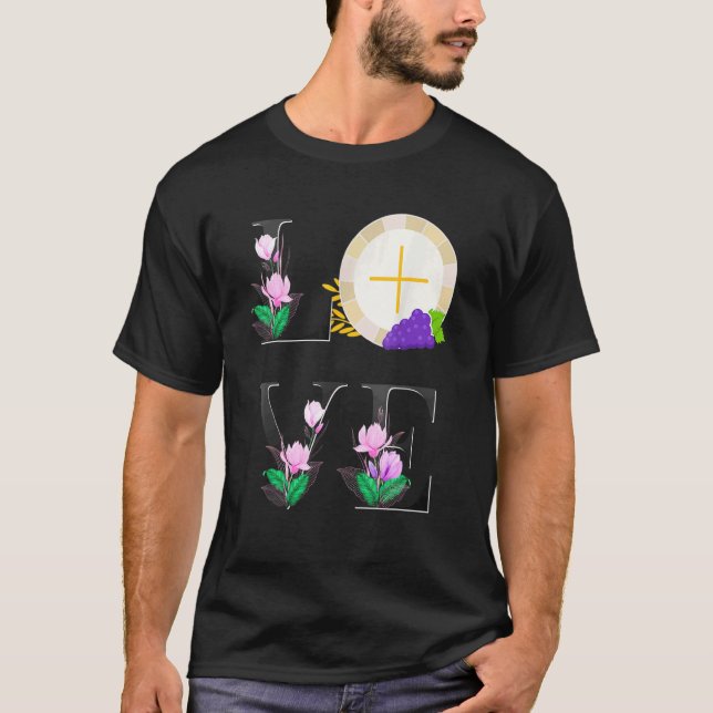 Camiseta Hóstia Eucarística Católica 1ª Comunhão Para Gi (Frente)