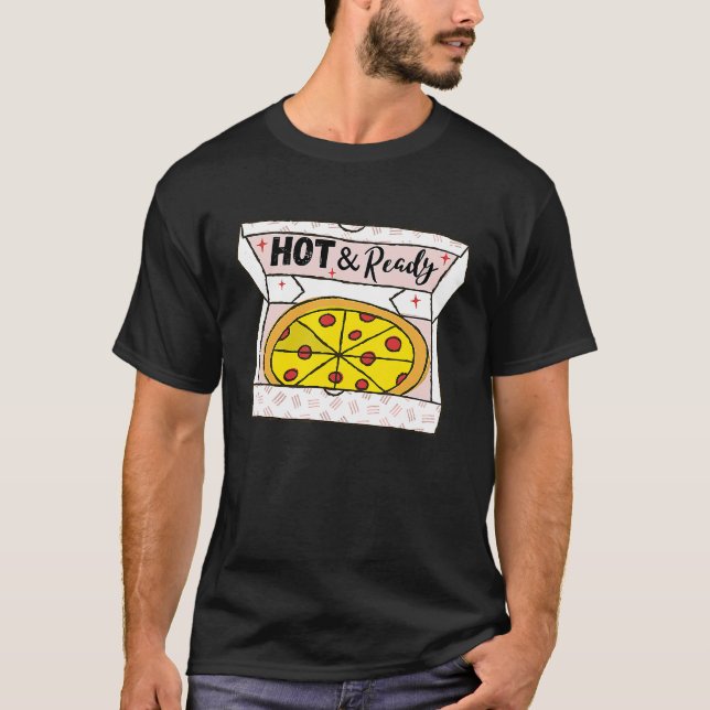 Camiseta Hot And Ready Pizza Retro Valentine's Day Groovy R (Frente)