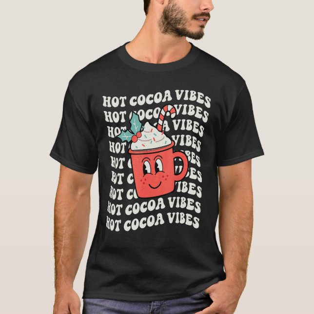 Camiseta Hot Cocoa Vibes Retro Christmas Peppermint Hot Cho (Frente)