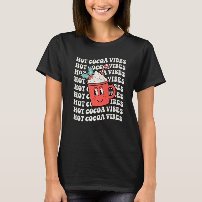 Camiseta Hot Cocoa Vibes Retro Christmas Peppermint Hot Cho (Frente)
