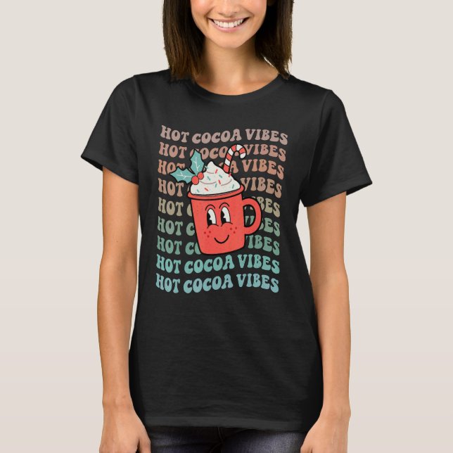 Camiseta Hot Cocoa Vibes Retro Christmas Peppermint Hot Cho (Frente)