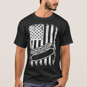 Camiseta Hot Dog America Flag Hot Dog Hotdog Comida rápida