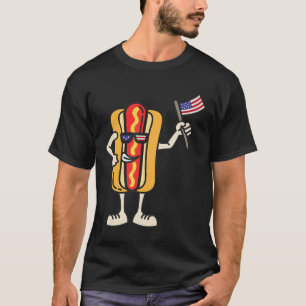 Camiseta Hot Dog American Flag 4 de julho Patriótico CHURRA