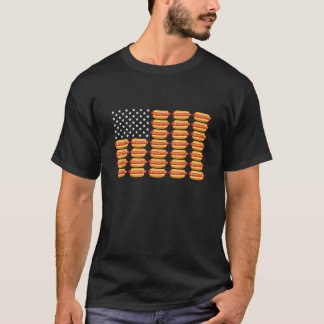 Camiseta Hot Dog American Flag 4 de julho Verão Patriótico