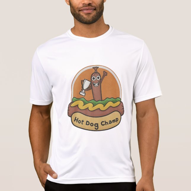 Camiseta Hot Dog Champ Weiner Trophy Cute Foodie (Frente)