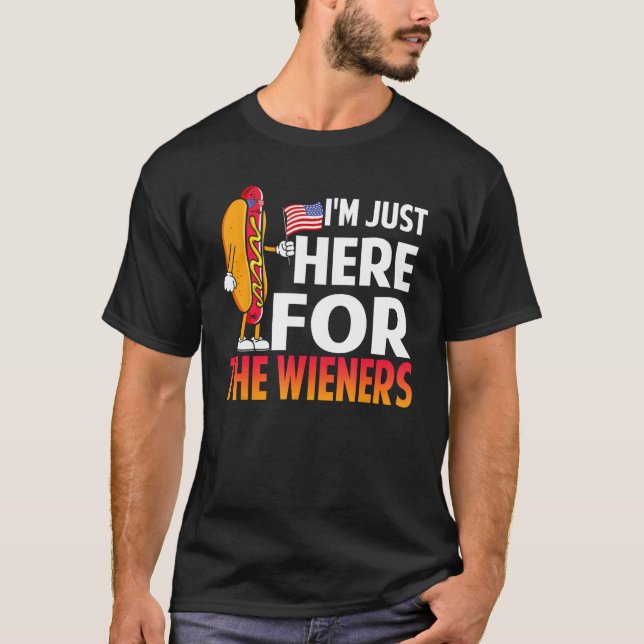Camiseta Hot Dog I'm Just Here For The Wieners Sausage 4th  (Frente)