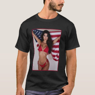Camiseta Hot Girl on T-shirt for Men - American Flag & Pinu
