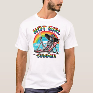 Camiseta Hot Girl Summer Skeleton Retro Beach Design