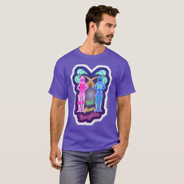 Camiseta Hot Neon Knights Retro Vaporwave (Frente Completa)