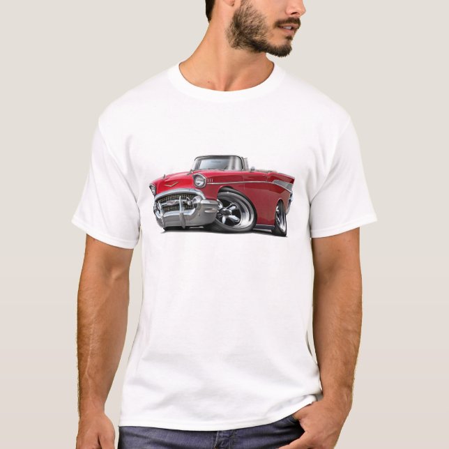 Camiseta Hot rod 1957 convertível vermelho de Chevy Belair (Frente)