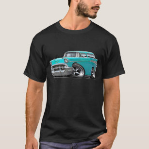 Camiseta Hot rod 1957 de turquesa do nómada de Chevy