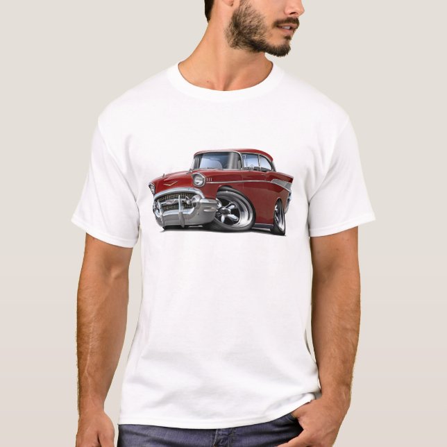 Camiseta Hot rod 1957 marrom de Chevy Belair (Frente)