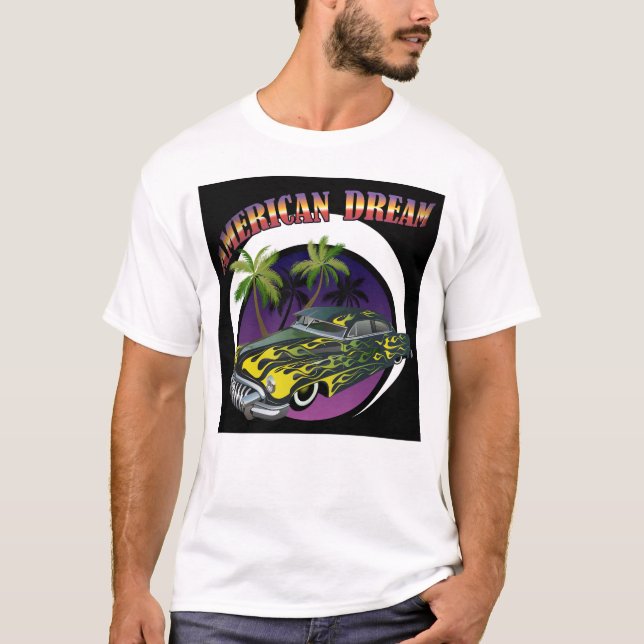 Camiseta hot rod american dream voiture muscle car flamme p (Frente)