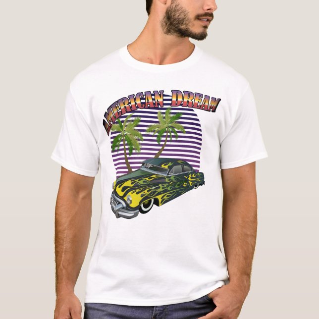 Camiseta hot rod american dream voiture muscle car palmier  (Frente)