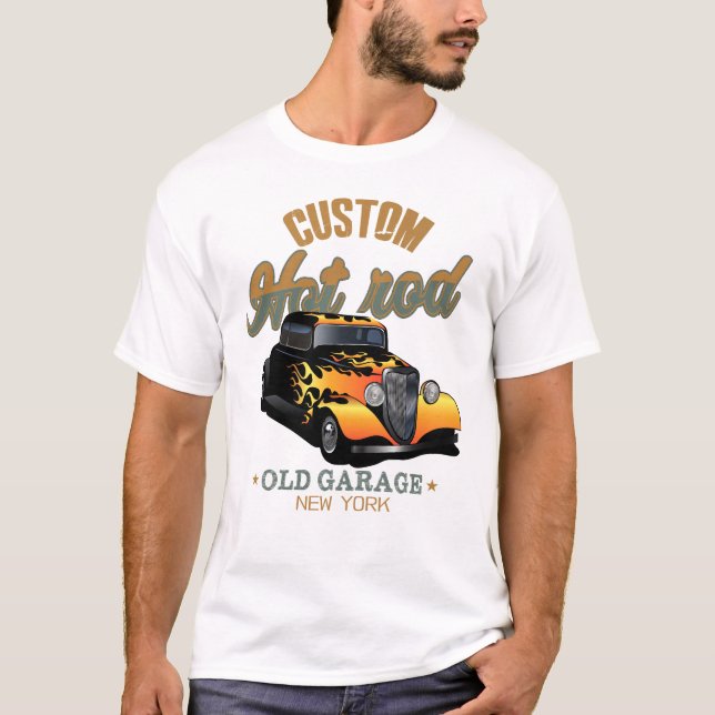 Camiseta hot rod custom voiture old garage new york by hips (Frente)