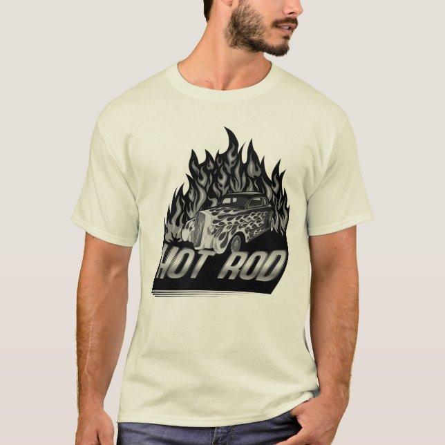 Camiseta hot rod flamme feu voiture  (Frente)
