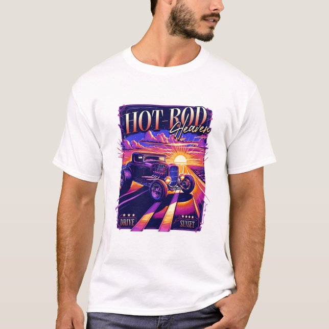 Camiseta Hot Rod Heaven – Drive Into the Sunset (Frente)