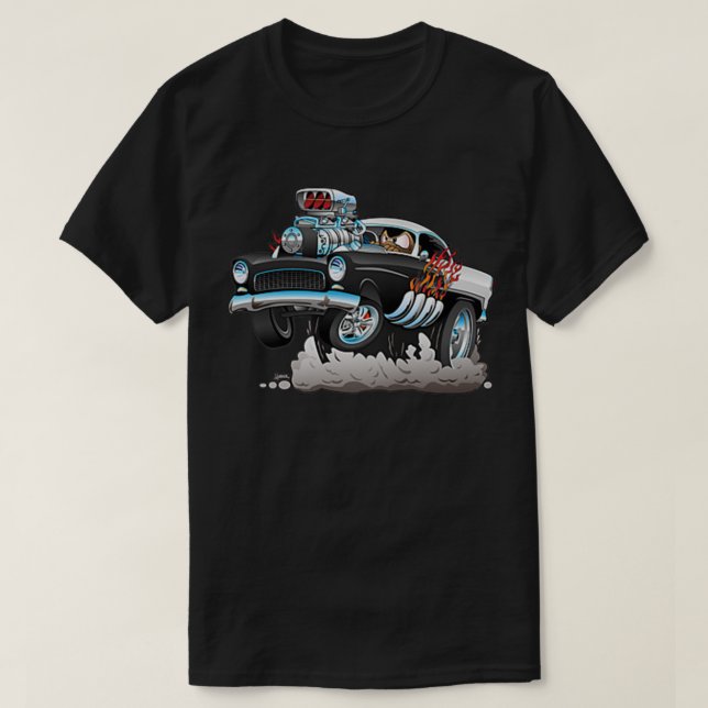Camiseta Hot Rod Usa Engraçado Músculo Clássico Engraçado C (Frente do Design)