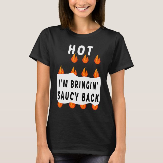 Camiseta HOT SAUCES I'm Bringin' Saucy back Group Halloween (Frente)
