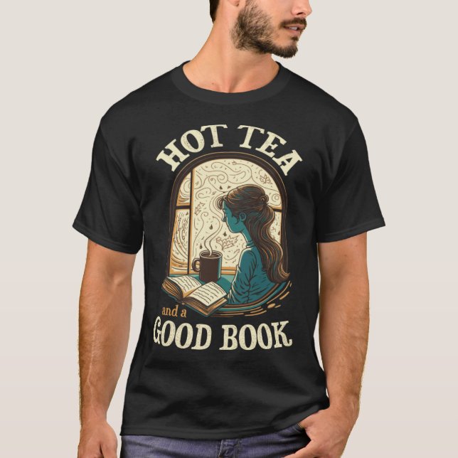 Camiseta Hot Tea and a Good Book Reader Drinking Window Cal (Frente)
