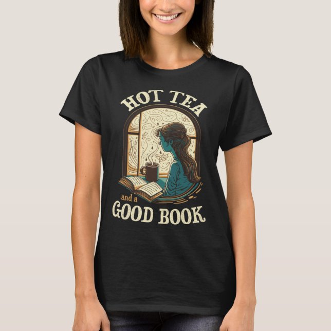 Camiseta Hot Tea and a Good Book Reader Drinking Window Cal (Frente)