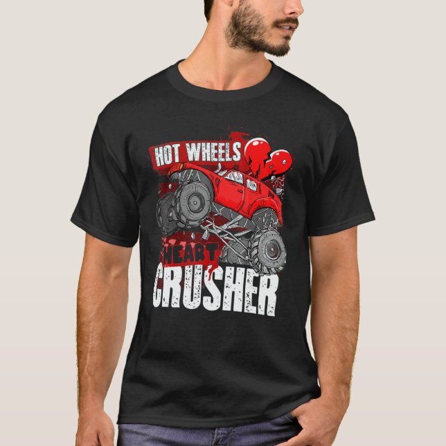Camiseta Hot Wheel Valentines Day Hearts Crusher Monster Tr (Frente)
