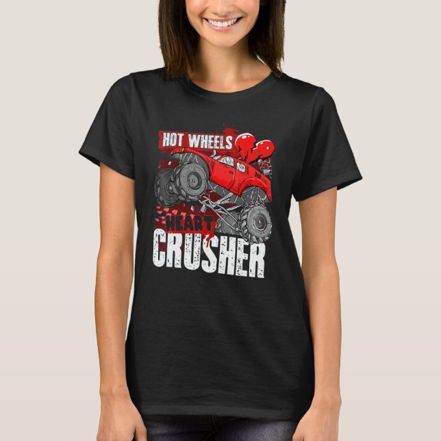 Camiseta Hot Wheel Valentines Day Hearts Crusher Monster Tr (Frente)