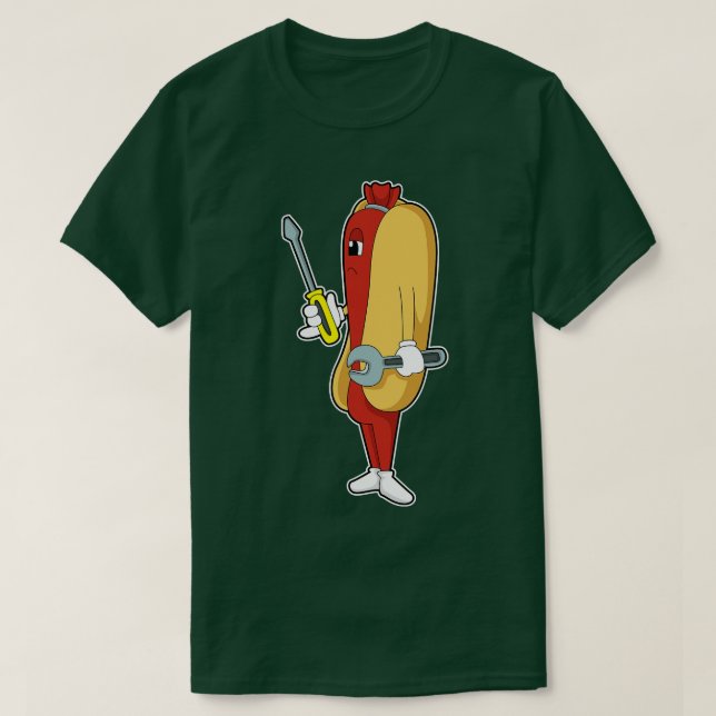Camiseta Hotdog Como Mecânico Com Ferramenta (Frente do Design)