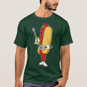 Camiseta Hotdog Como Mecânico Com Ferramenta