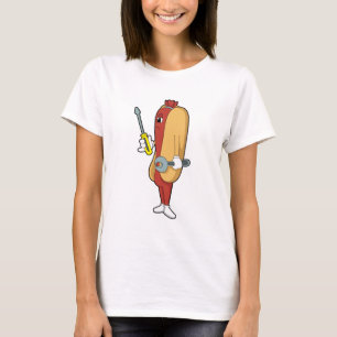 Camiseta Hotdog como mecânico com ferramenta
