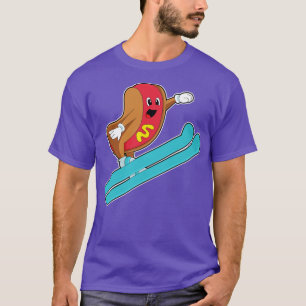 Camiseta Hotdog como saltador de Esqui com Ski