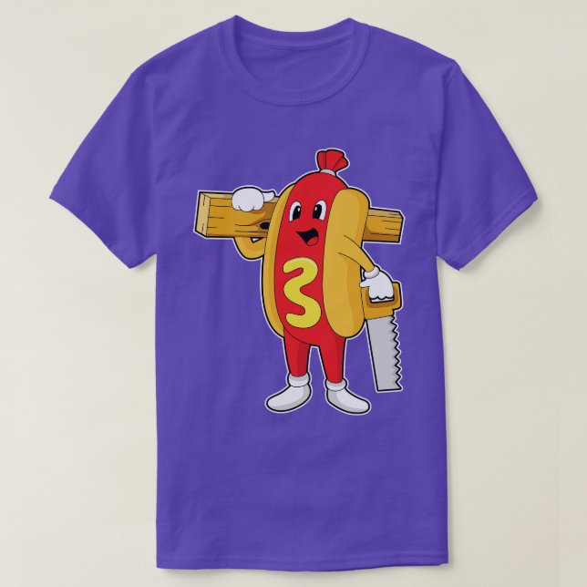 Camiseta Hotdog como um pinteiro com madeira serrada (Frente do Design)