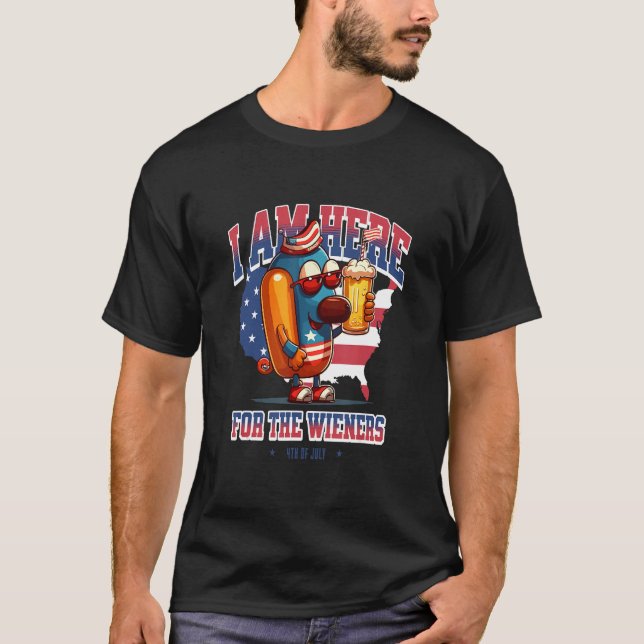 Camiseta Hotdog Funny Wiener 4th of July Patriotic (Frente)