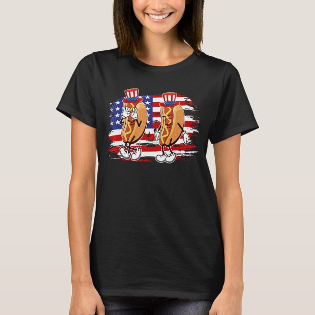 Camiseta Hotdog Griddy Dance 4th of July 2023 Boys Girls Wo (Frente)