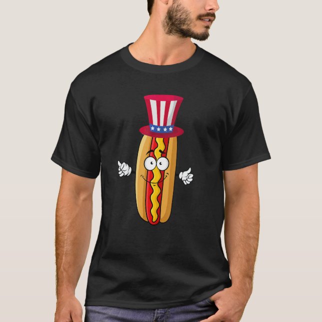 Camiseta Hotdog Sunglasses American Flag USA 4th Of July (Frente)