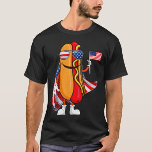 Camiseta Hotdog Sungles American Flag Usa Engraçado 4 De Ju