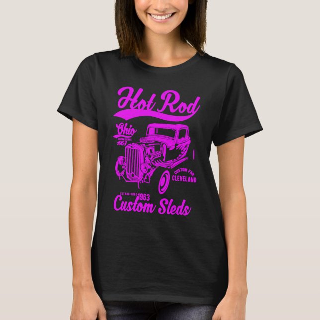 Camiseta Hotrod Cleveland Ohio Automotive Nostalgia Distres (Frente)
