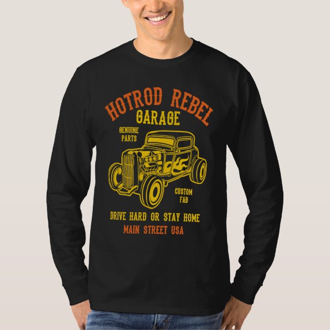 Camiseta Hotrod Rebel Automotive Nostalgia Old Car  3 (Frente)