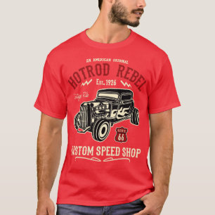 Camiseta Hotrod Rebel Custom Speed Shop Historic Route 66 