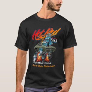 Camiseta Hotrod USA Classic Muscle Car Dragster Cartoon Div