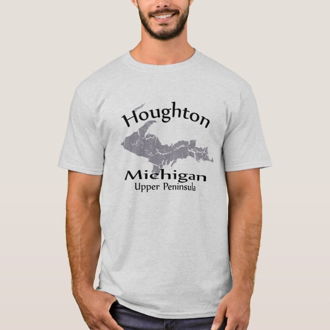 Camiseta Houghton Michigan Map Design T-shirt (Frente)