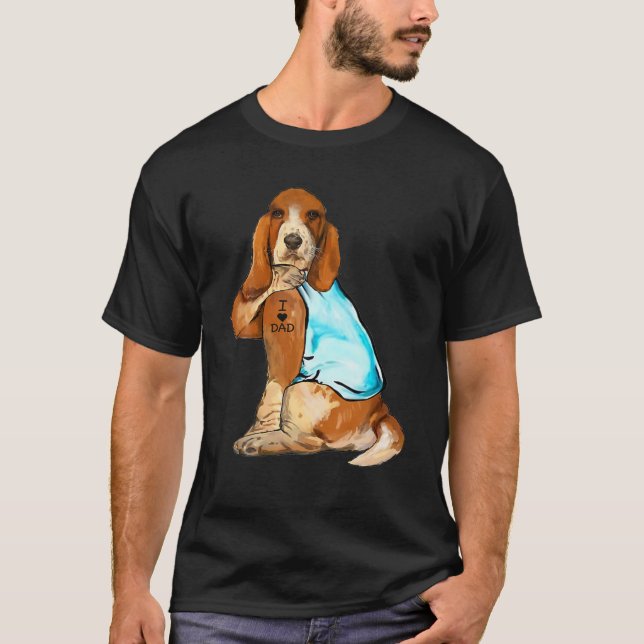 Camiseta Hound Tattoos Eu Amo Presente De Pai De Cão (Frente)